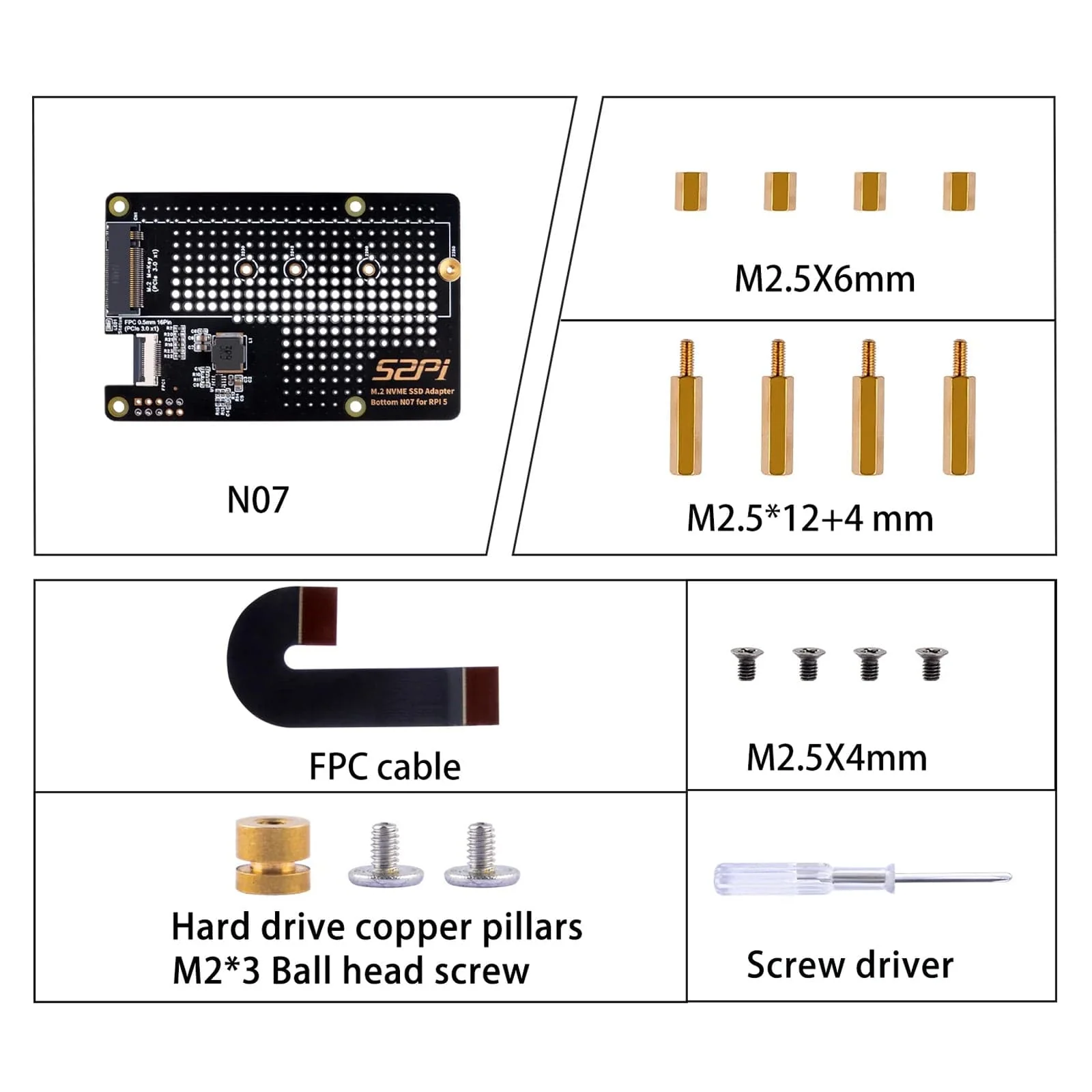 M.2 2280 NVMe PCIe Bottom for Raspberry Pi 5 (N07) - Image 7