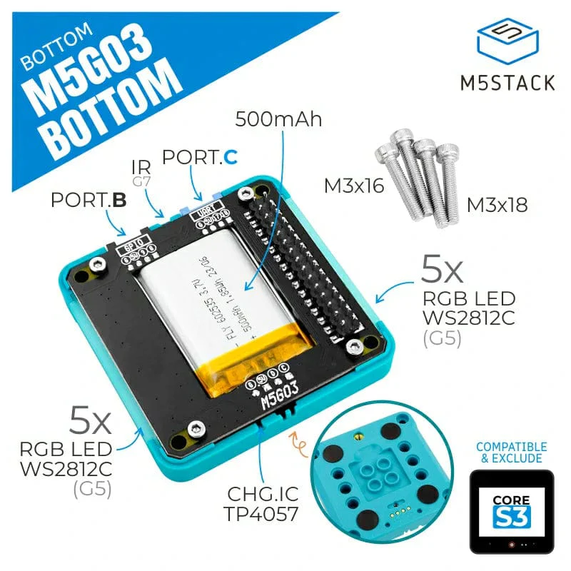 M5GO Battery Bottom3 (for CoreS3 only) - Image 2