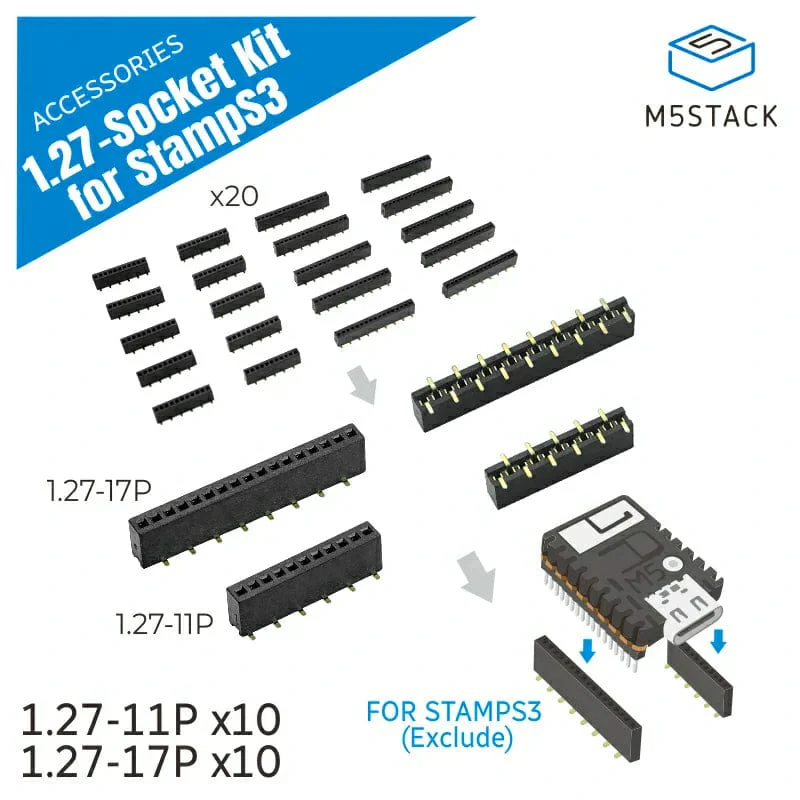 M5Stack 1.27 Header BUS Socket SMD for M5StampS3 (10 sets) - Image 2