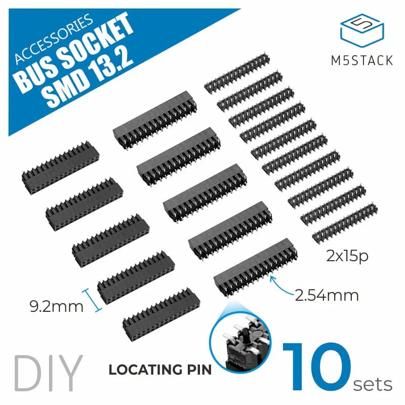 M5Stack 15-Pin 2.54mm M-BUS 13.2 Header Socket Set - 10x Male + 10x Female - Image 2