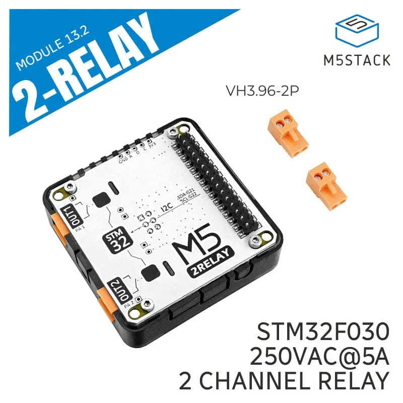 M5Stack 2-Channel AC Relay Module 13.2 (STM32F030) - Image 2