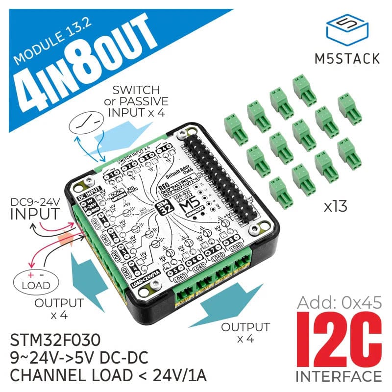 M5Stack 4IN8OUT Multi-channel DC Drive Module (STM32F030) - Image 2