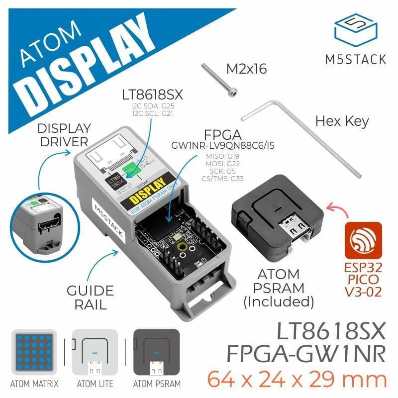 M5Stack Atom PSRAM - LCD Display Driver Kit - Image 2
