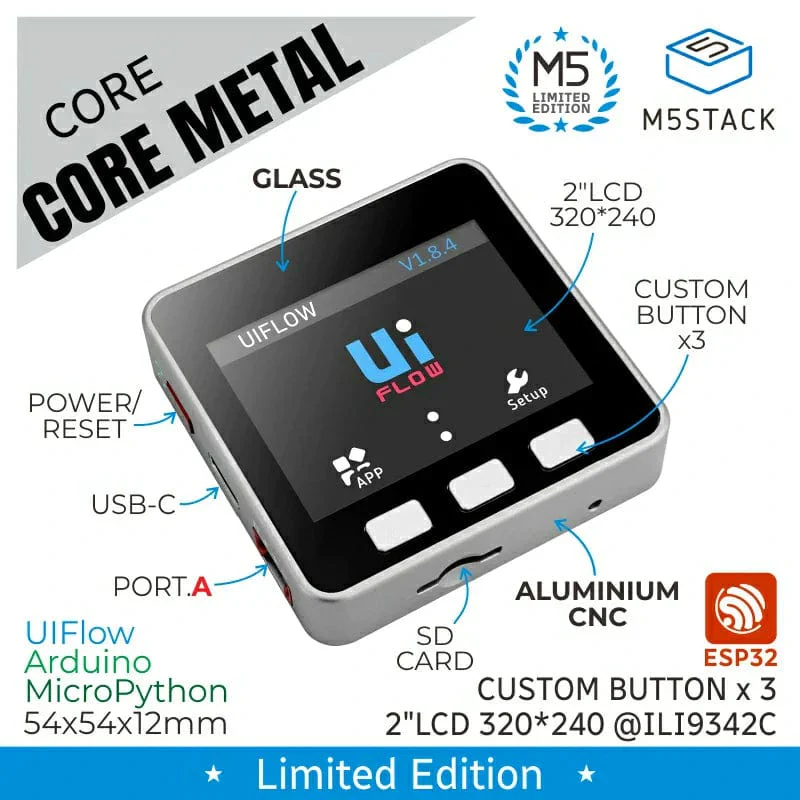 Limited Edition M5Stack Basic Core with Aluminium Alloy Enclosure [Discontinued] - Image 2
