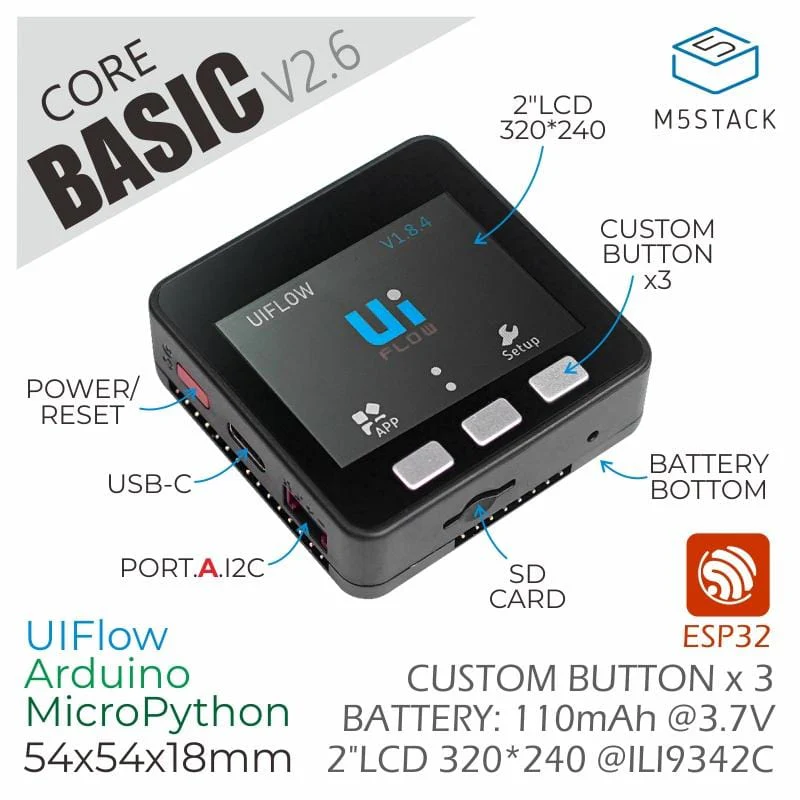 M5Stack ESP32 Basic Core IoT Development Kit V2.6 [discontinued] - Image 2