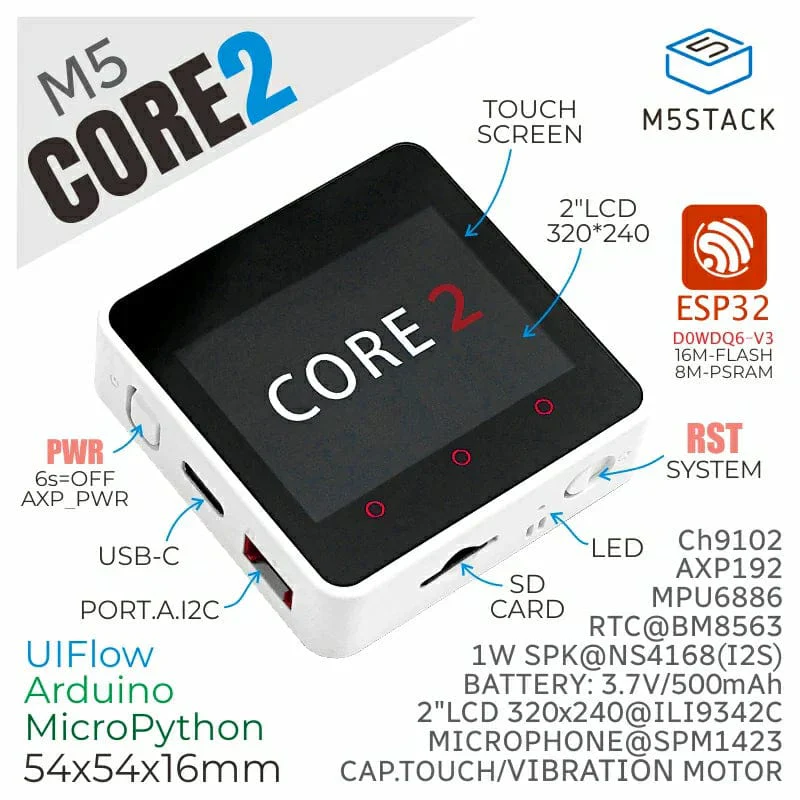 M5Stack Core2 ESP32 IoT Development Kit [Discontinued] - Image 2