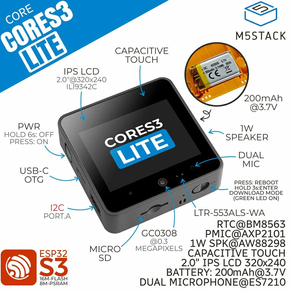 M5Stack CoreS3 Lite ESP32S3 - Image 2