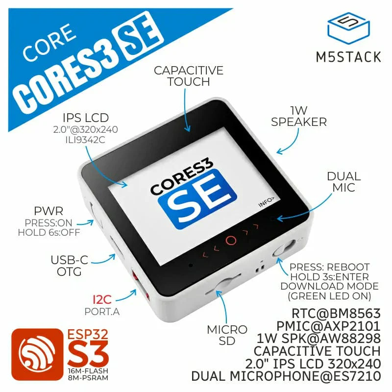 M5Stack CoreS3 SE ESP32S3 - Image 2