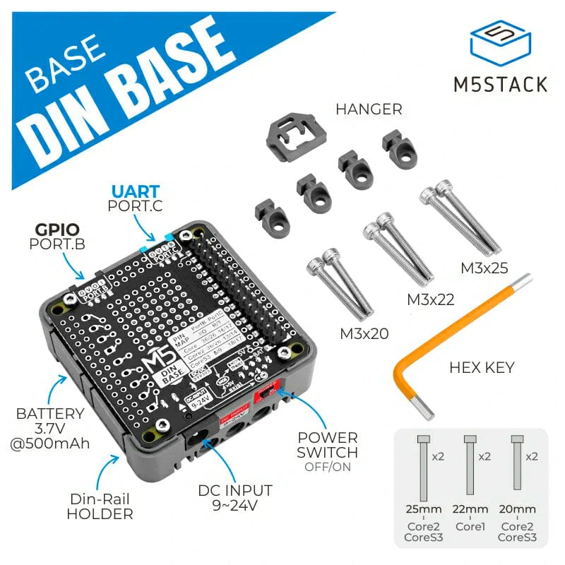 M5Stack Din Base with 500mAh Battery - Image 2