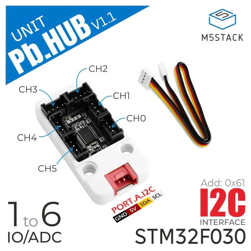 M5Stack I/O Hub 1 to 6 Expansion Unit (STM32F0) - Image 2