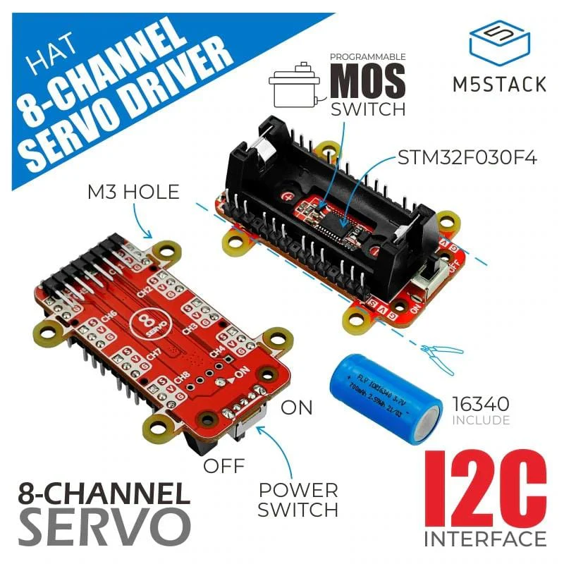 M5Stack M5StickC 8-Channel Servo Driver HAT - Image 2