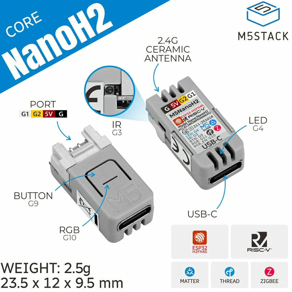 M5Stack NanoH2 Dev Kit (ESP32-H2) - Image 2