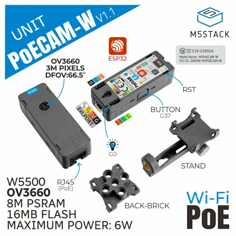 M5Stack PoE Camera with Wi-Fi (OV3660) - Image 2