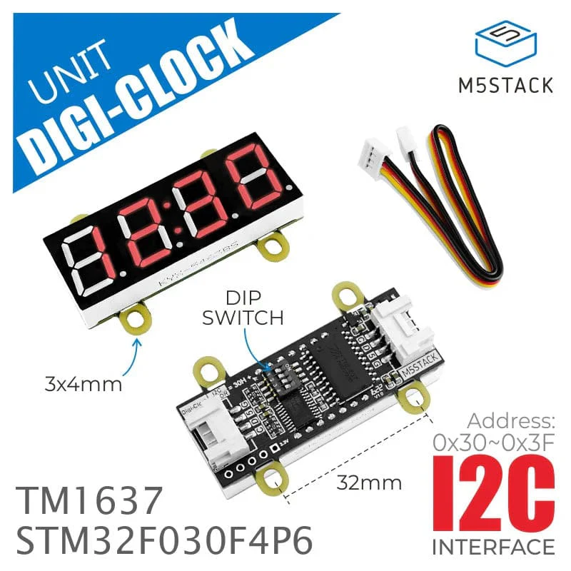 M5Stack Red 7-Segment Digit Clock Unit - Image 2