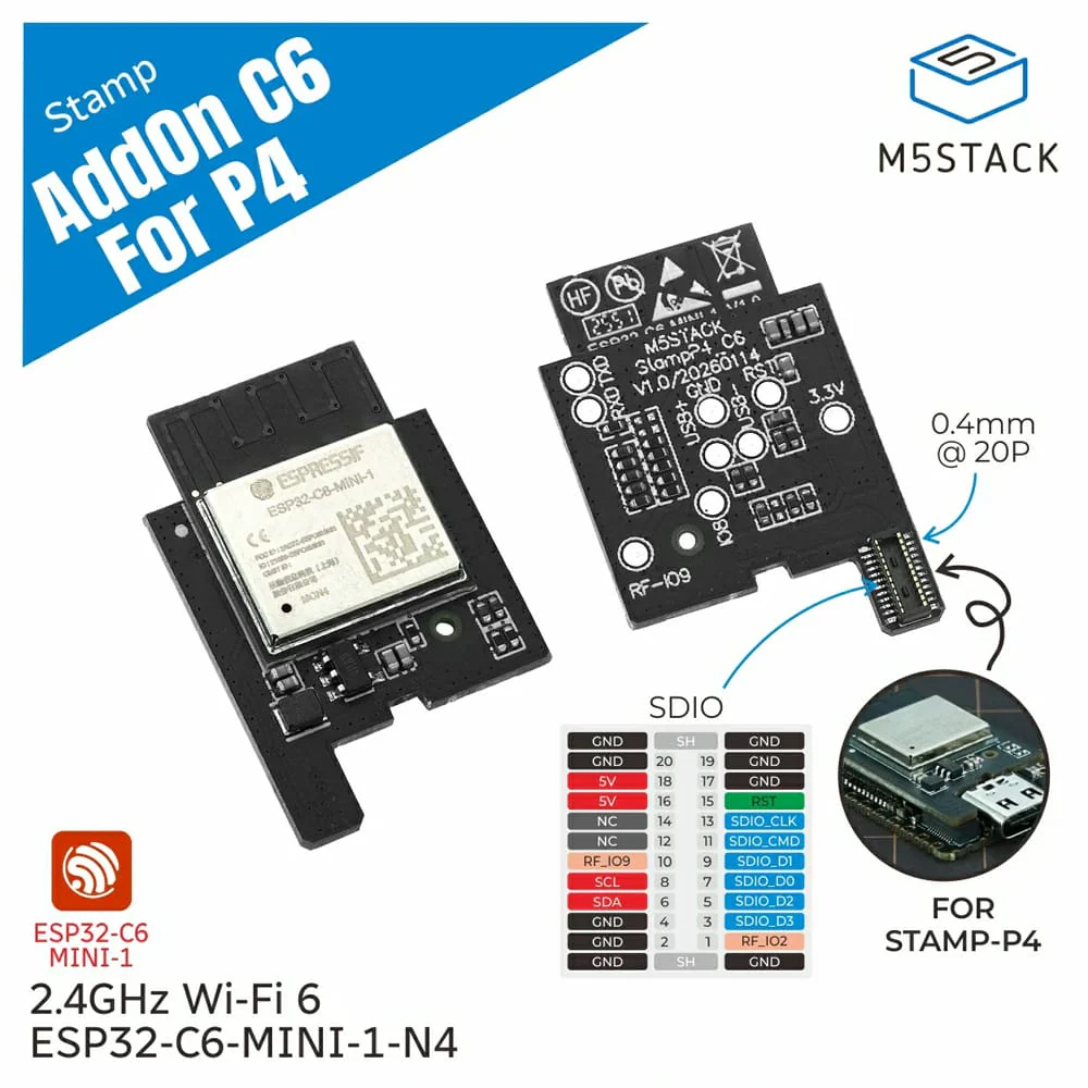 M5Stack Stamp-AddOn C6 for P4 Module - Image 2