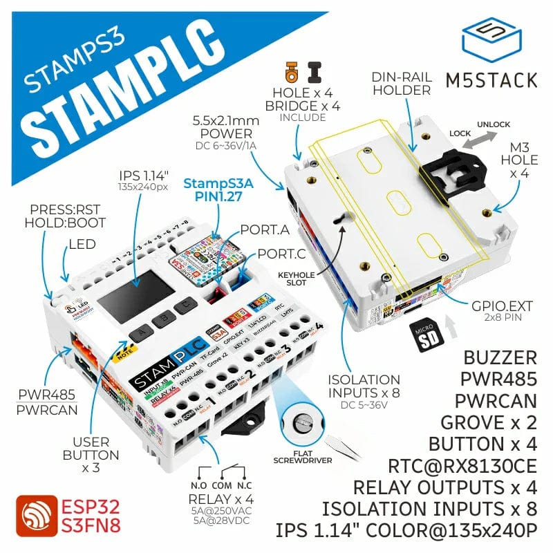 M5Stamp PLC Controller with M5StampS3 - Image 2