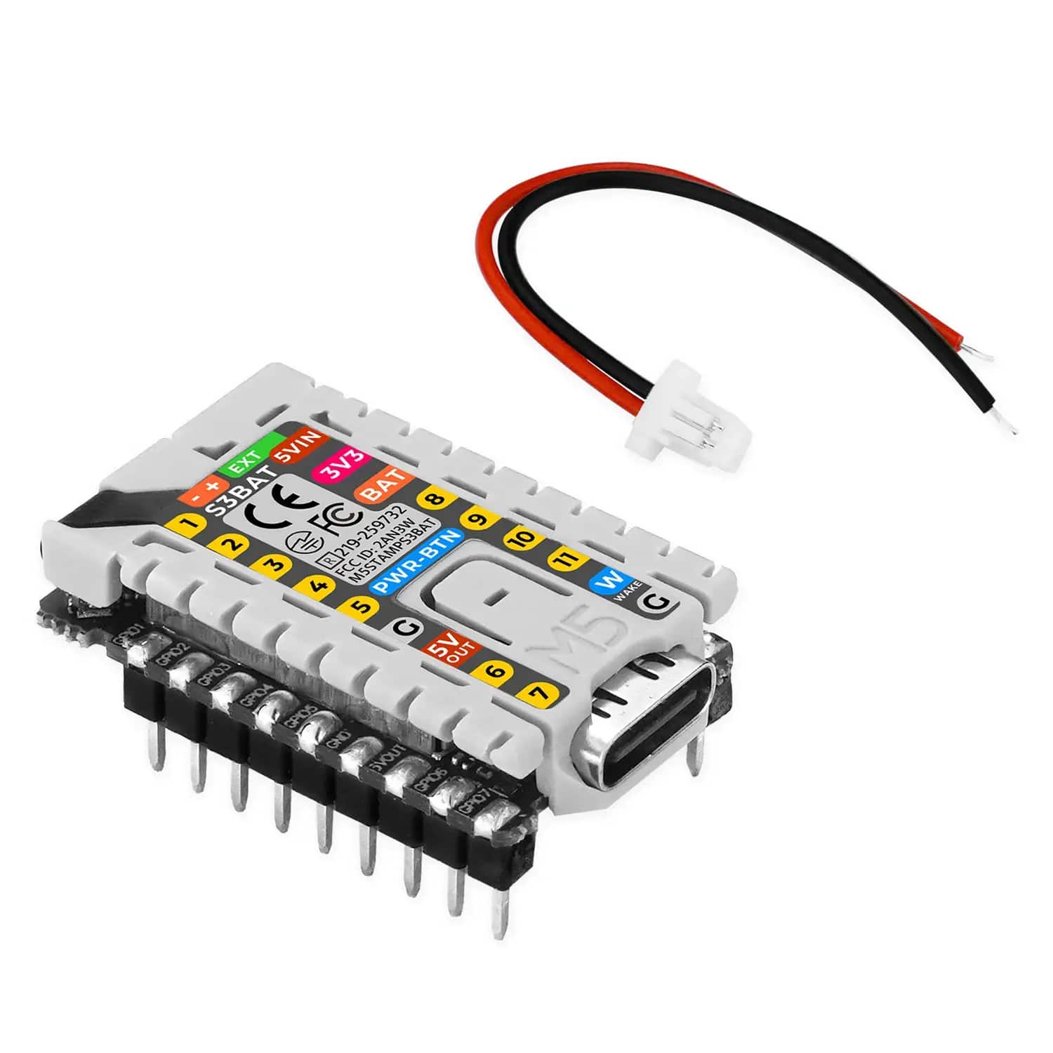 M5Stamp-S3 BAT Module (with 2.54mm Header Pins) - Image 3