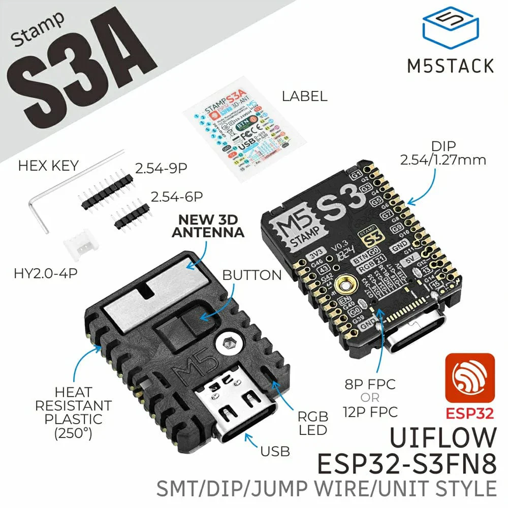 M5StampS3A ESP32S3 Module - Image 2