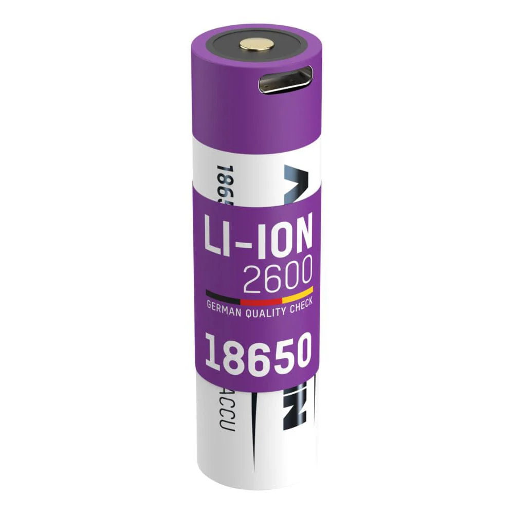 USB-C Rechargeable Lithium-ion 18650 Battery (3.6V, 2600mAh) - Image 3