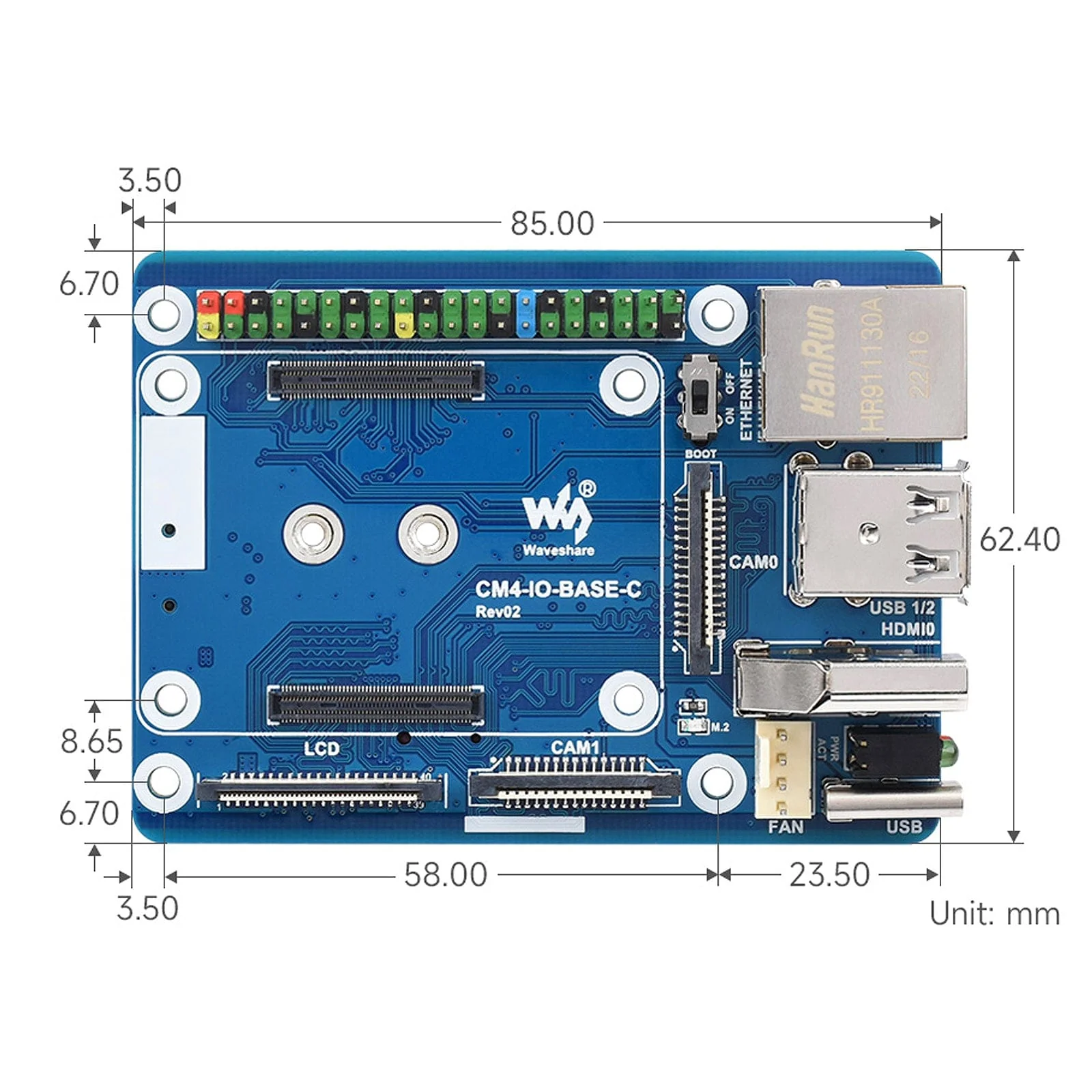 Mini Base Board (C) for Raspberry Pi Compute Module 4 - Image 6