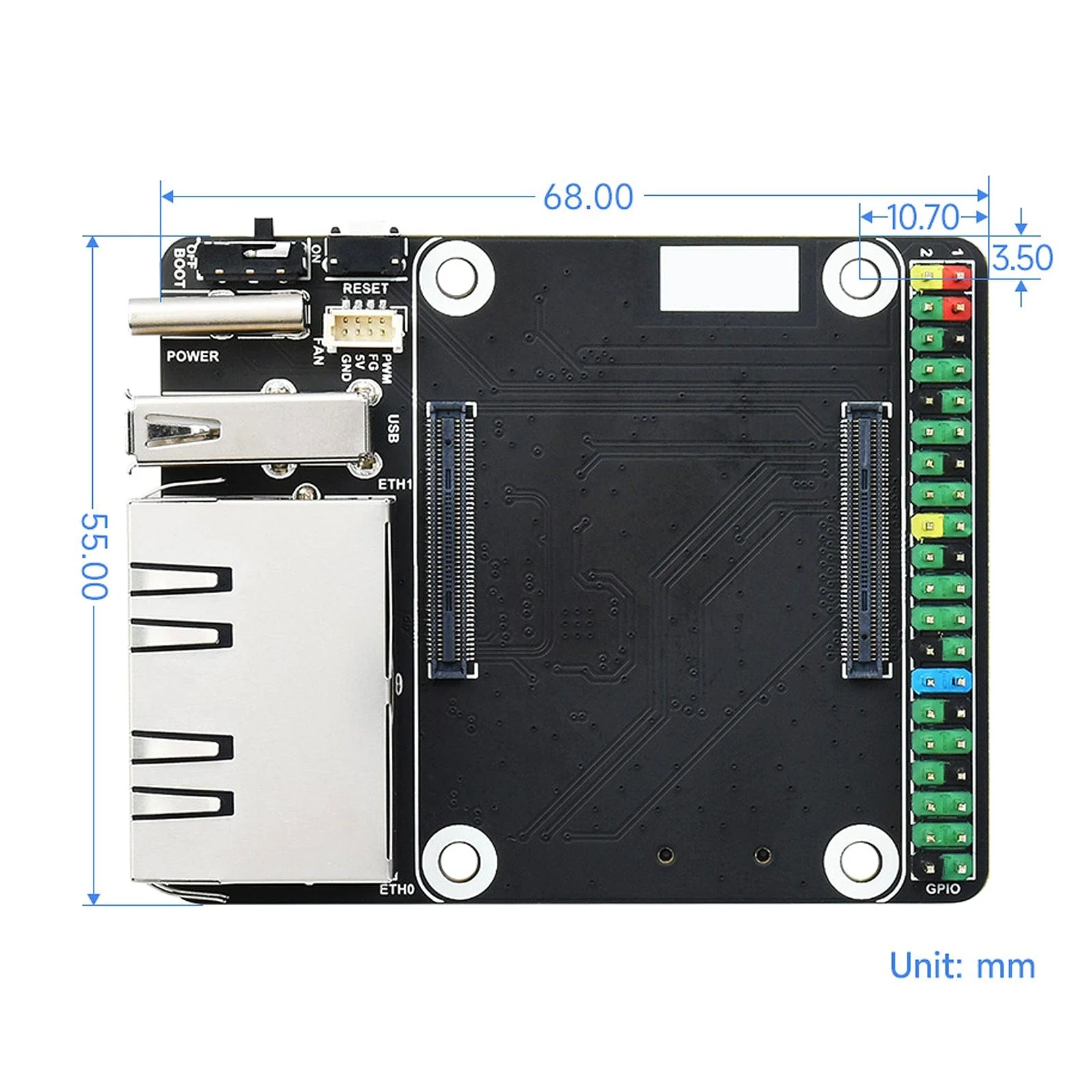 Mini Dual Gigabit Ethernet Base Board for Raspberry Pi CM4 - Image 5