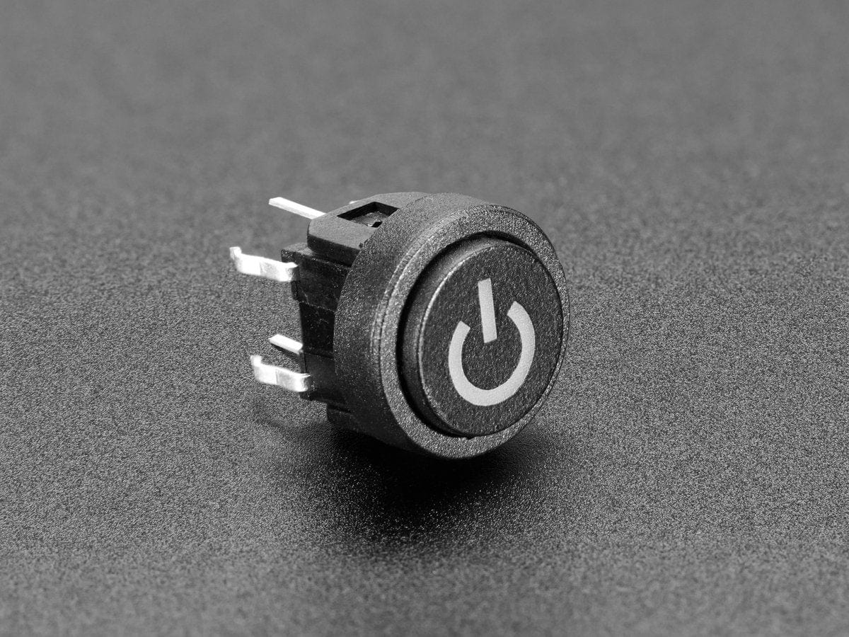 Mini Illuminated Momentary Pushbutton - Blue Power Symbol - Image 2