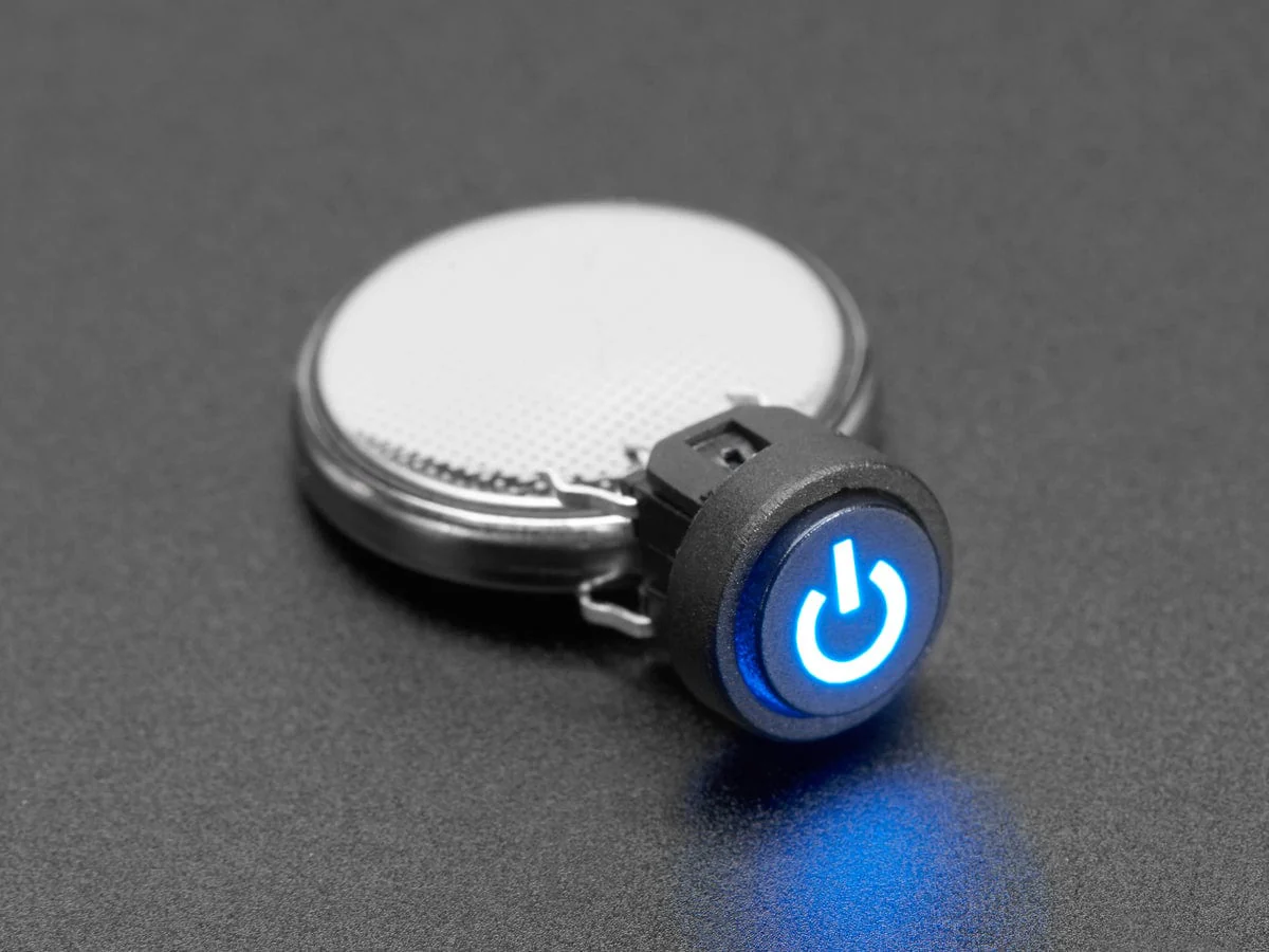 Mini Illuminated Momentary Pushbutton - Blue Power Symbol - Image 6