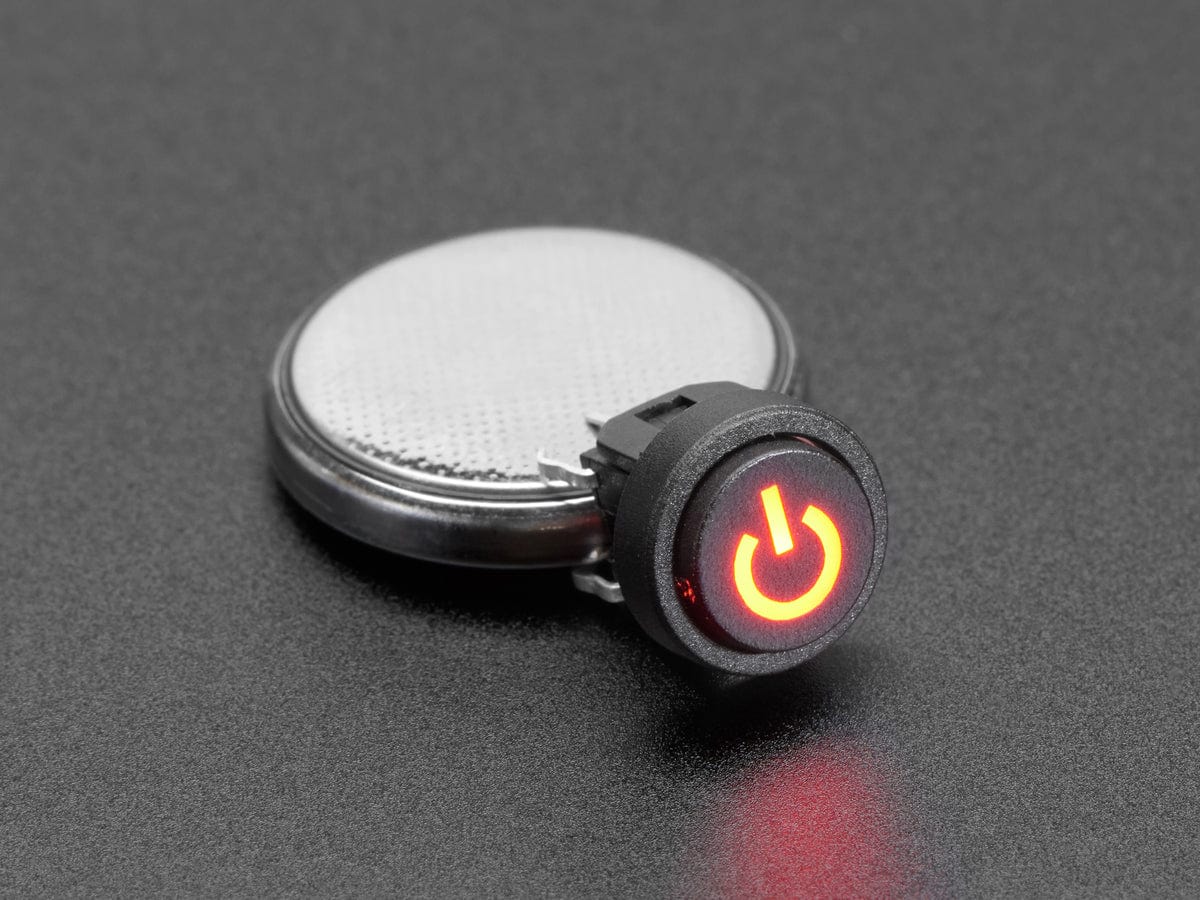 Mini Illuminated Momentary Pushbutton - Red Power Symbol - Image 6