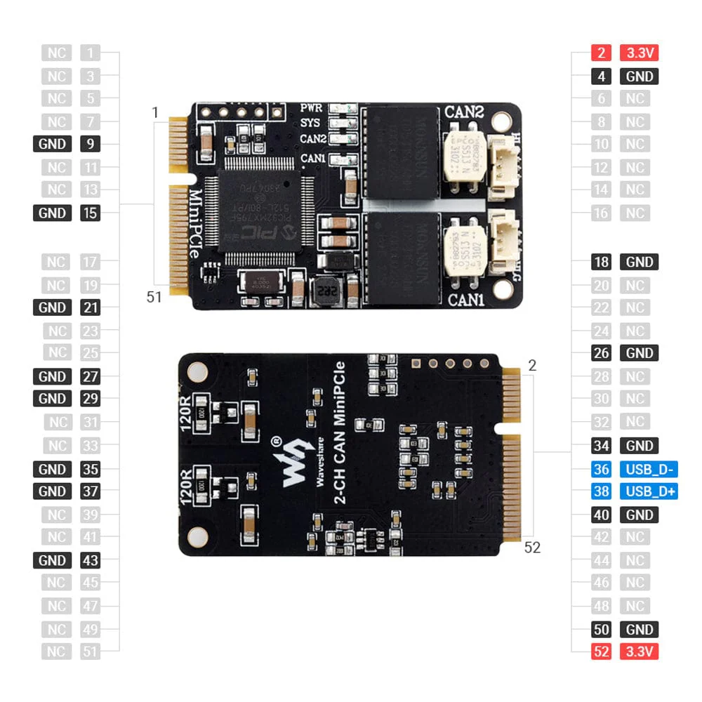 Mini PCIe 2-Channel CAN Card with USB Adapter - Image 5