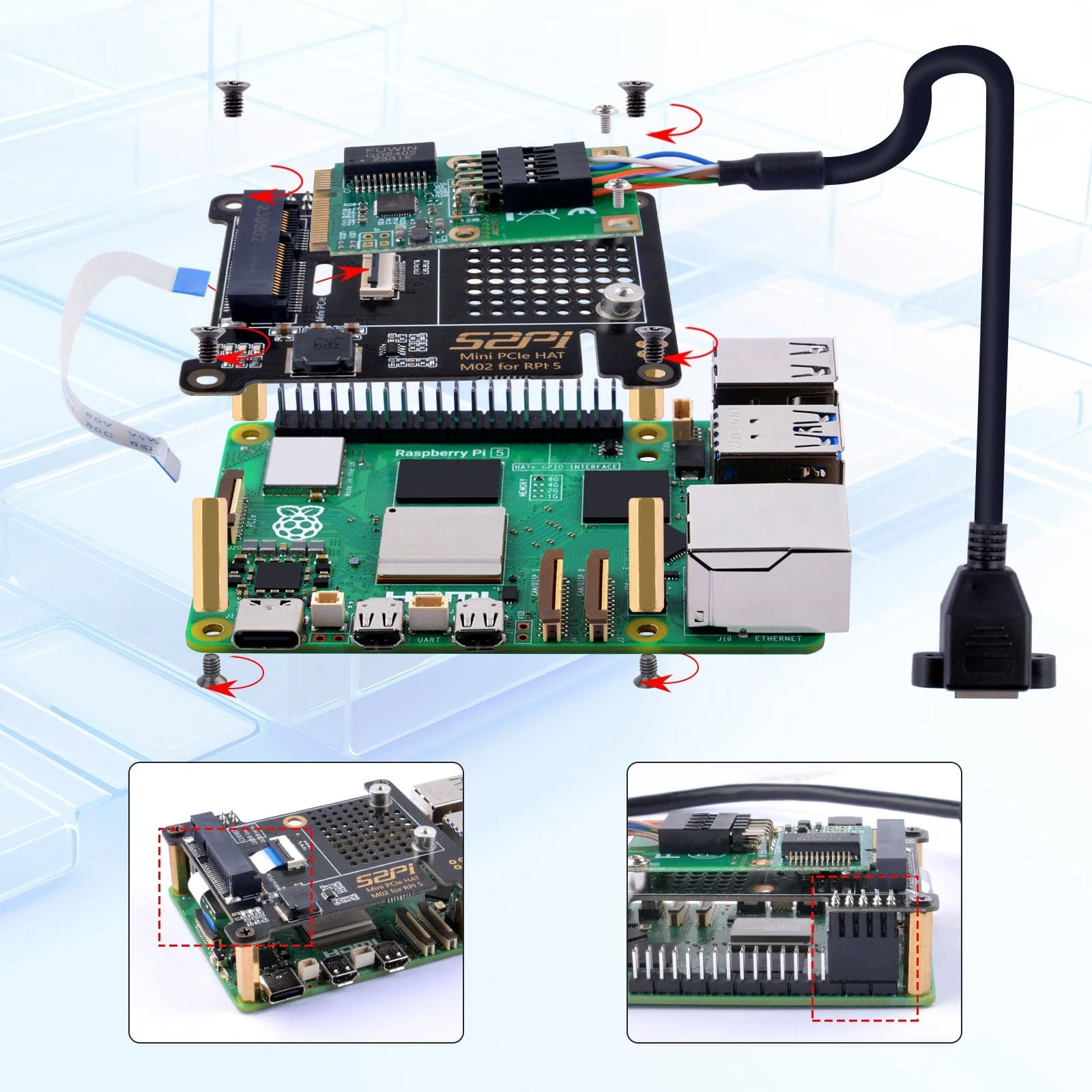 Mini PCIe HAT for Raspberry Pi 5 (M02) - Image 4