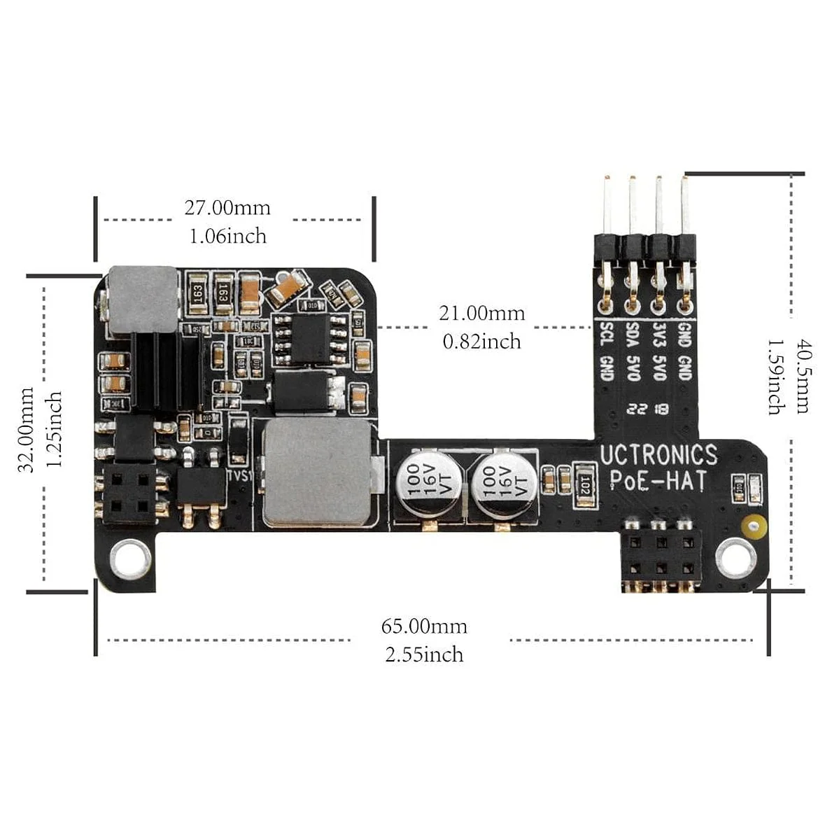 Mini Power over Ethernet (PoE) HAT for Raspberry Pi 4 - No Fan - Image 6