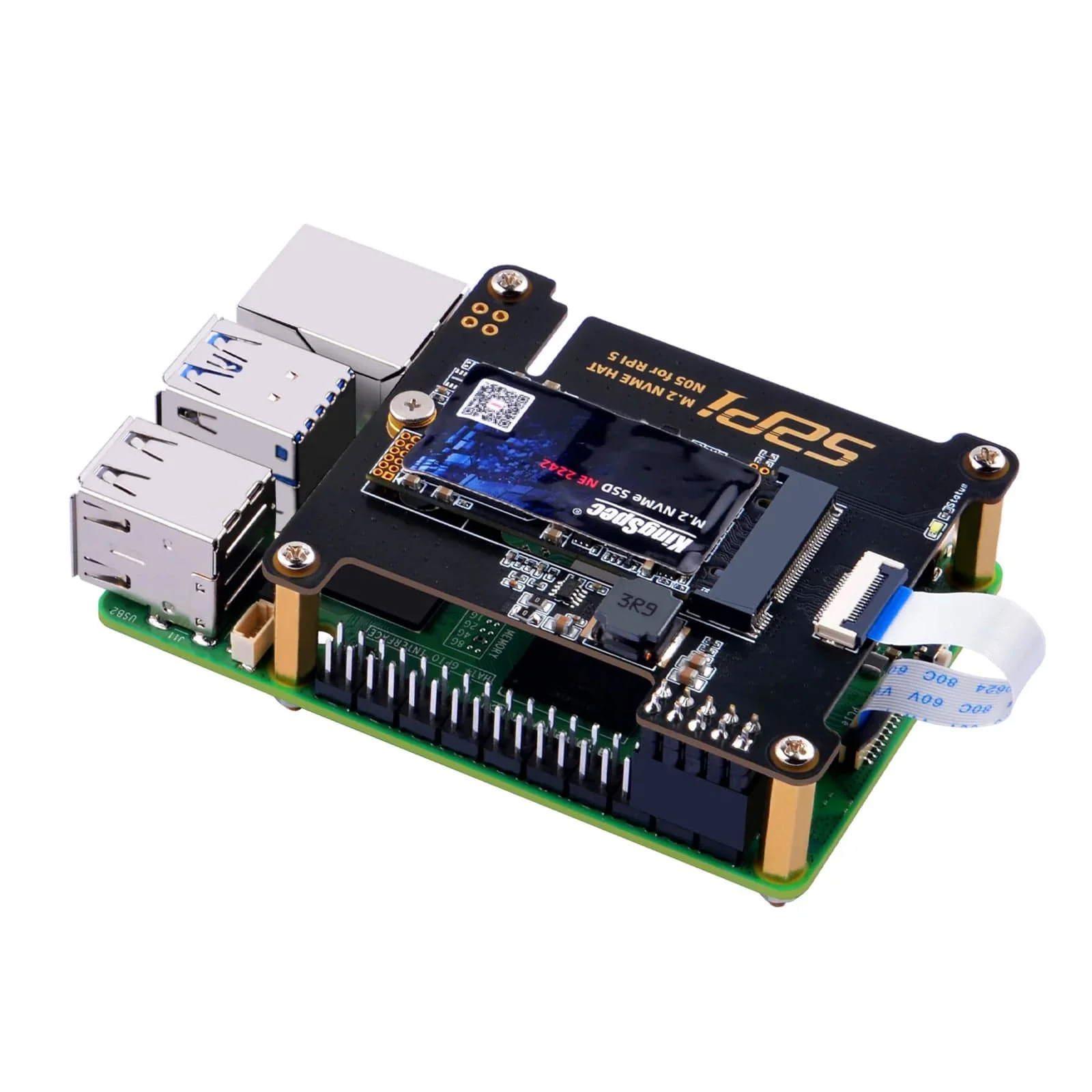 M.2 PCIe to 2230/2242 NVMe Top Extension Adapter Board for Raspberry Pi 5 (N05) - Image 2