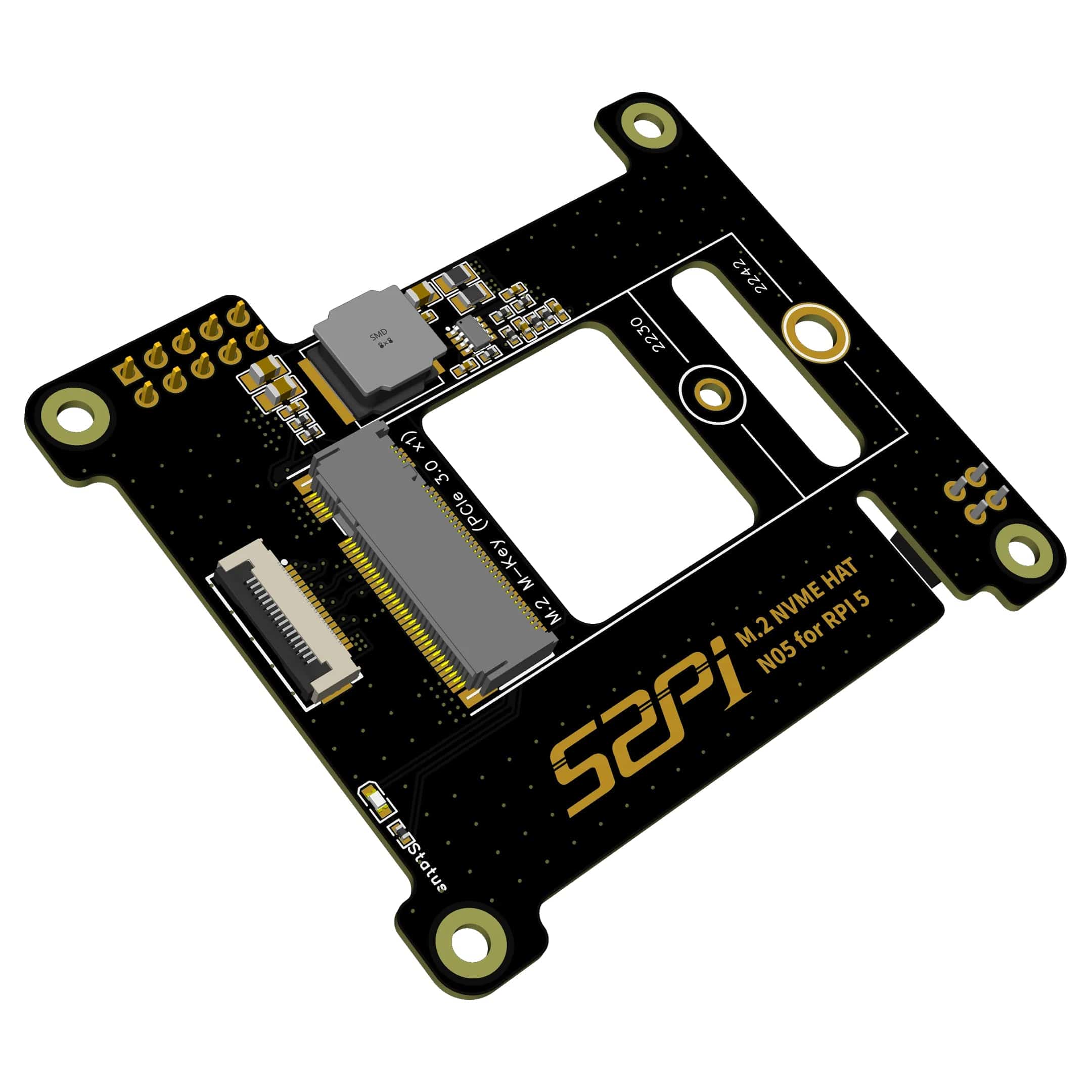 M.2 PCIe to 2230/2242 NVMe Top Extension Adapter Board for Raspberry Pi 5 (N05) - Image 3