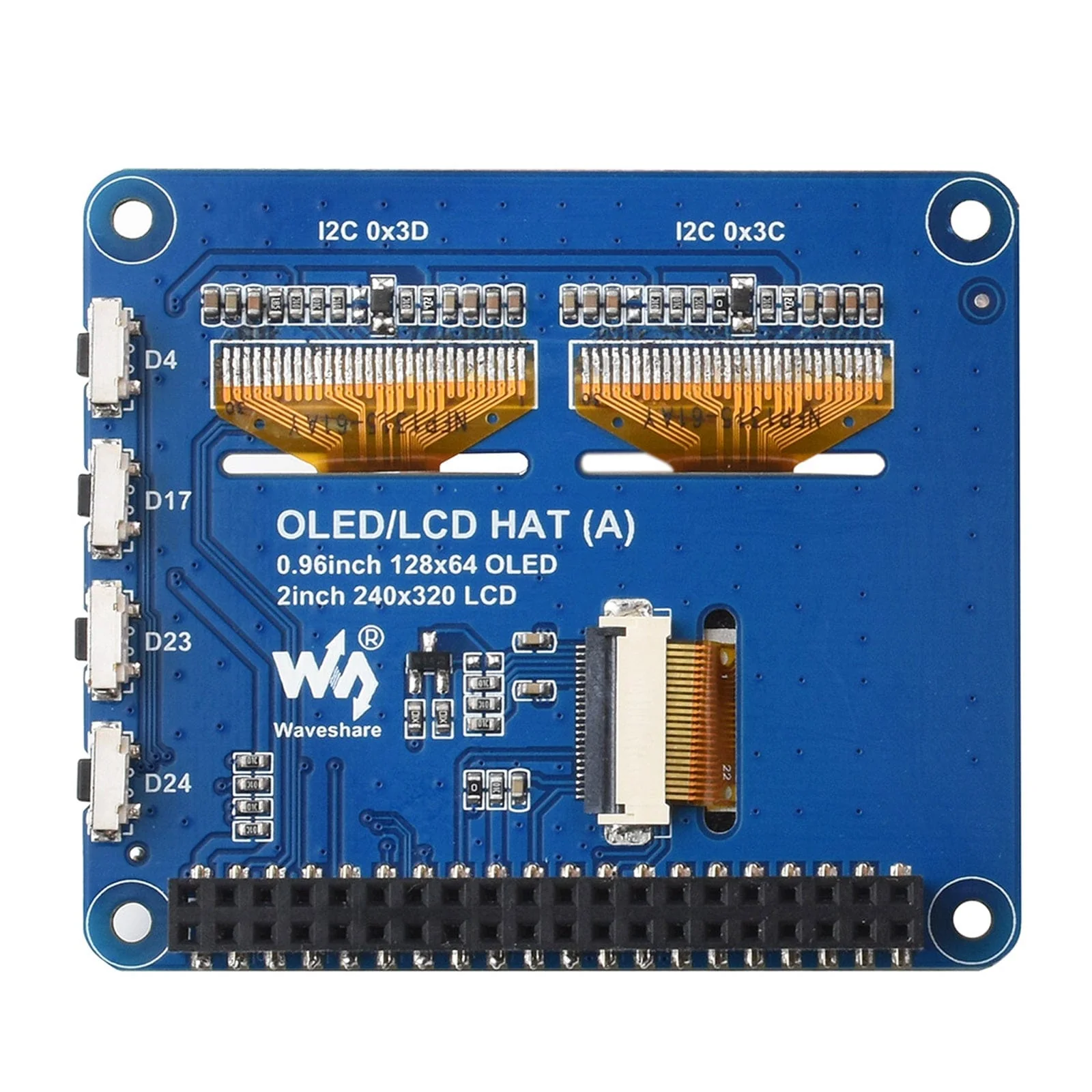 OLED/LCD Triple Screen HAT for Raspberry Pi - Image 3