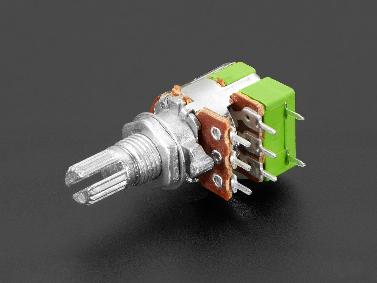 Panel Mount 10K Dual Linear Potentiometer w/ On-Off Switch (10K Dual Linear w/ Switch)