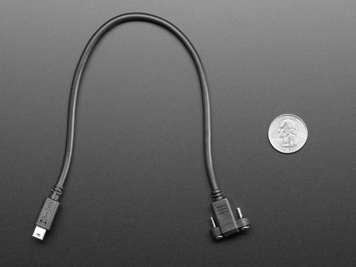 Panel Mount Extension USB Cable - Mini B Male to Mini B Female - Image 2