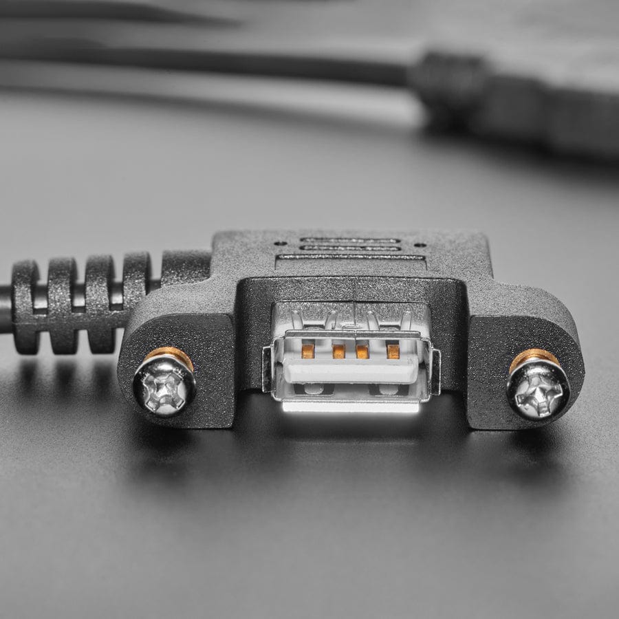 Panel Mount USB Cable - USB-A Plug to USB-A Right-Angle Socket - 30cm - Image 2