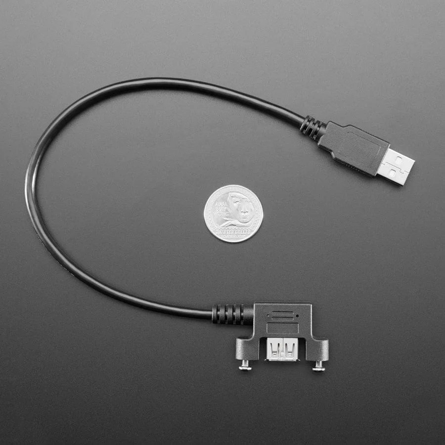 Panel Mount USB Cable - USB-A Plug to USB-A Right-Angle Socket - 30cm - Image 4
