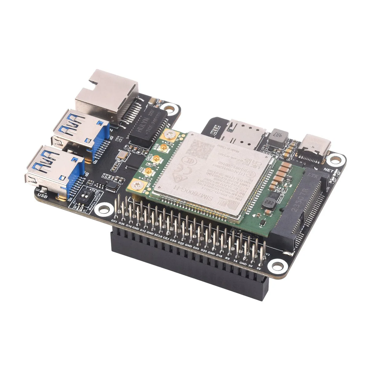 Mini PCIe / Gigabit Ethernet / USB 3.2 Gen1 HAT for Raspberry Pi 5 - Image 2