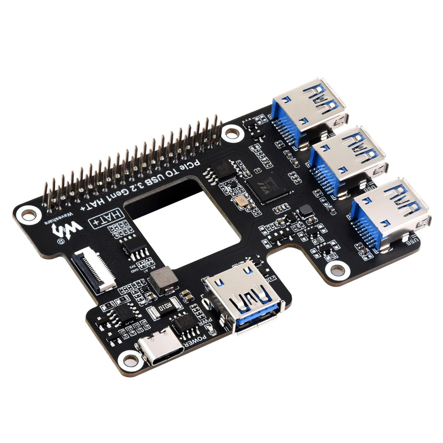 PCIe USB 3.2 Gen1 HAT+ for Raspberry Pi 5 - Image 2