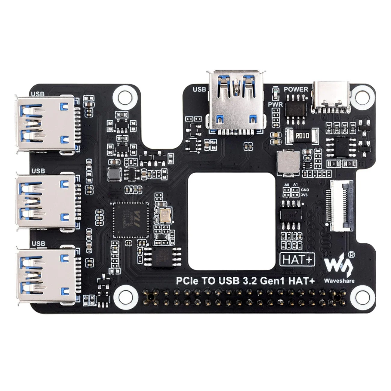 PCIe USB 3.2 Gen1 HAT+ for Raspberry Pi 5 - Image 3
