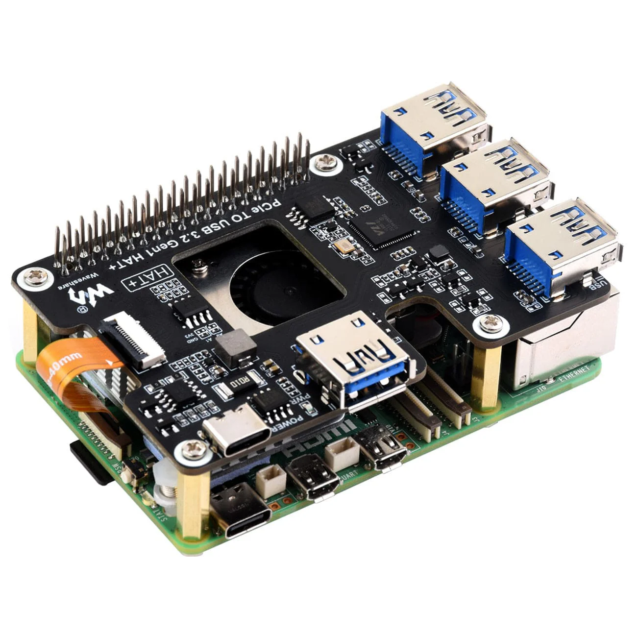 PCIe USB 3.2 Gen1 HAT+ for Raspberry Pi 5 - Image 5