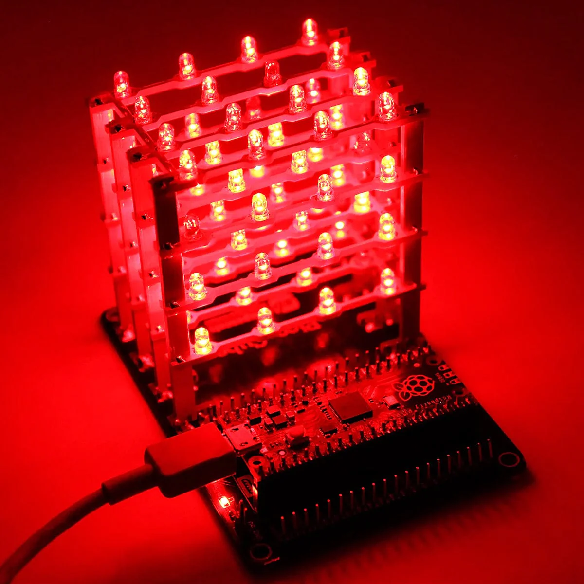 Pico Cube - Assembled (Red LEDs)