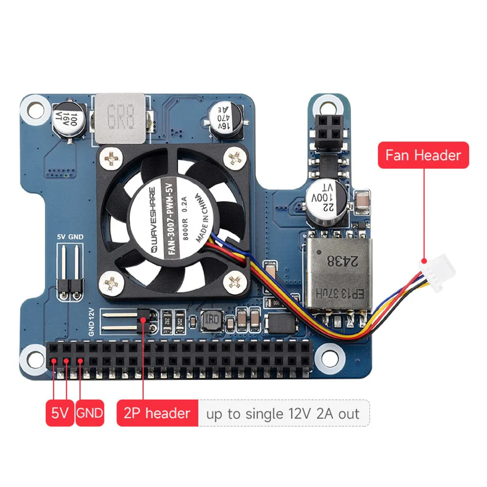PoE HAT (F) for Raspberry Pi 5 (5V/12V Outputs) - Image 6