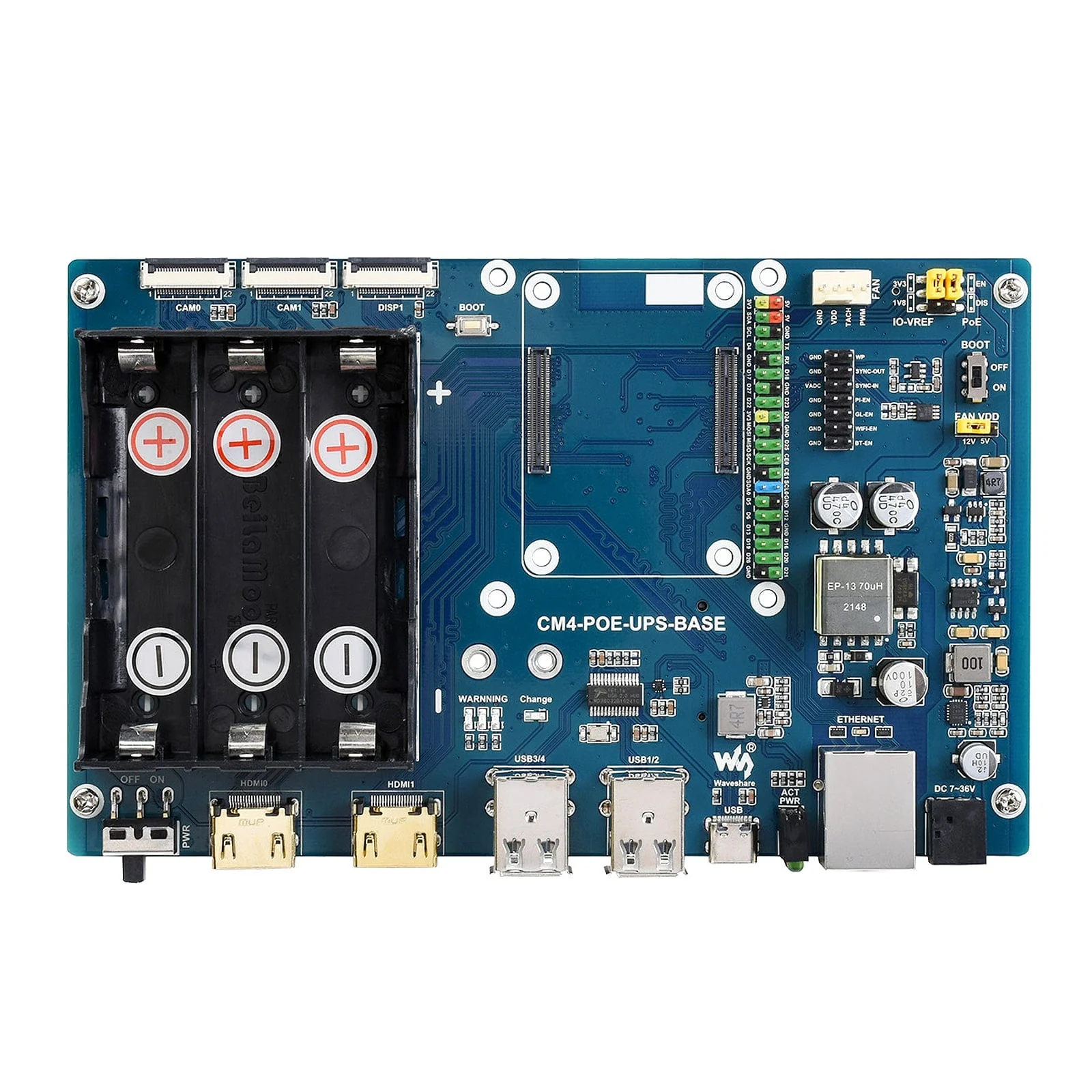 PoE UPS Base Board for Raspberry Pi CM4 - Image 3
