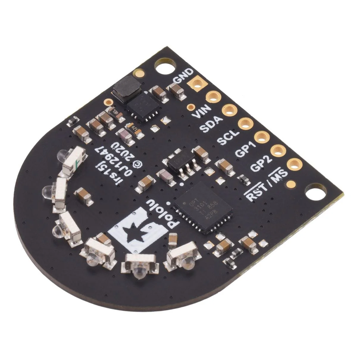 Pololu 3-Channel Wide FOV Time-of-Flight Distance Sensor OPT3101 (No Headers) - Image 2