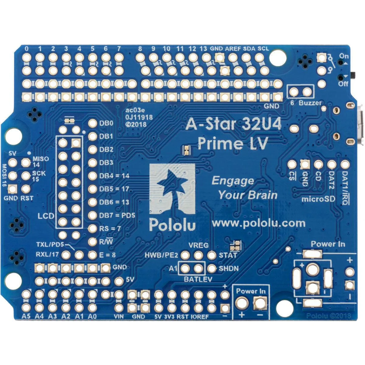 Pololu A-Star 32U4 Prime LV MicroSD [Discontinued] - Image 3