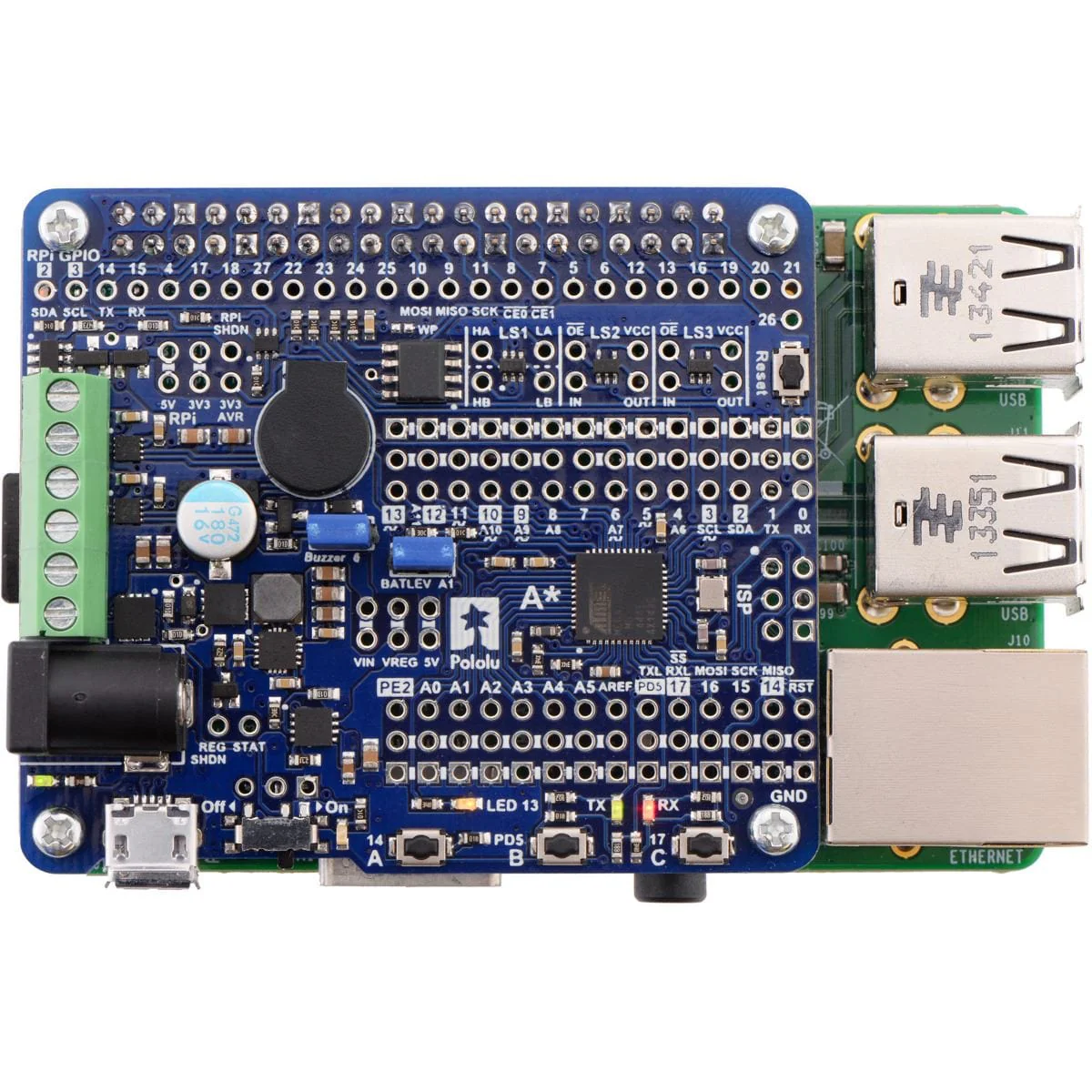 Pololu A-Star 32U4 Robot Controller LV with Raspberry Pi Bridge - Image 2