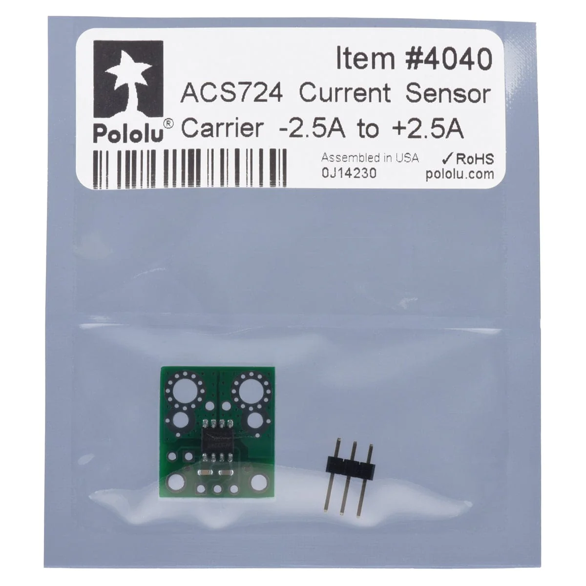 Pololu ACS724 Current Sensor Carrier -2.5A to +2.5A - Image 5