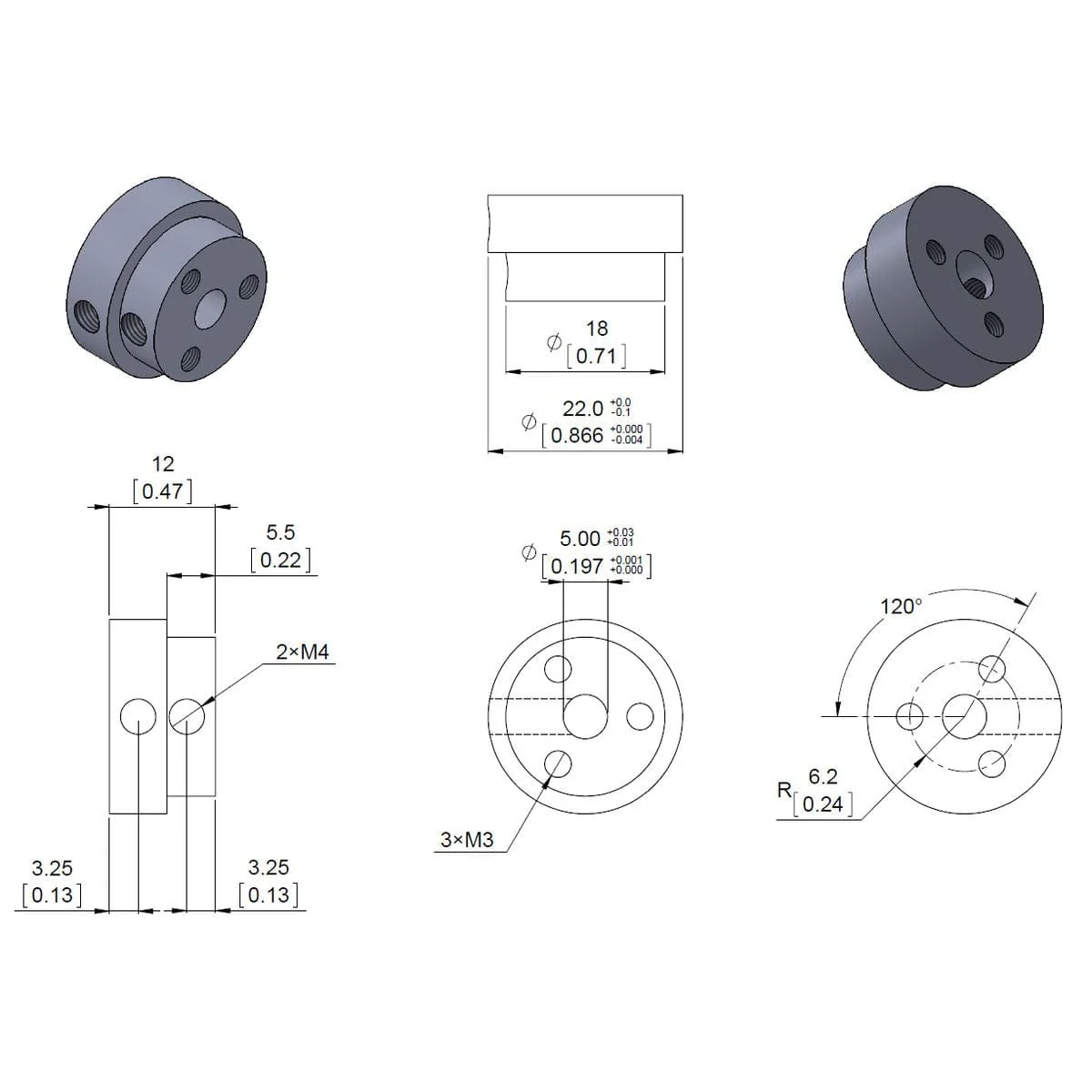 Pololu Aluminium Scooter Wheel Adapter for 5mm Shaft - Image 6
